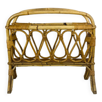 Vintage rattan magazine rack