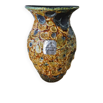 Vintage vase Cyclope Émaux de la Garrigue Fat Lava 17 cm