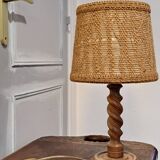 Turned wood base lamp