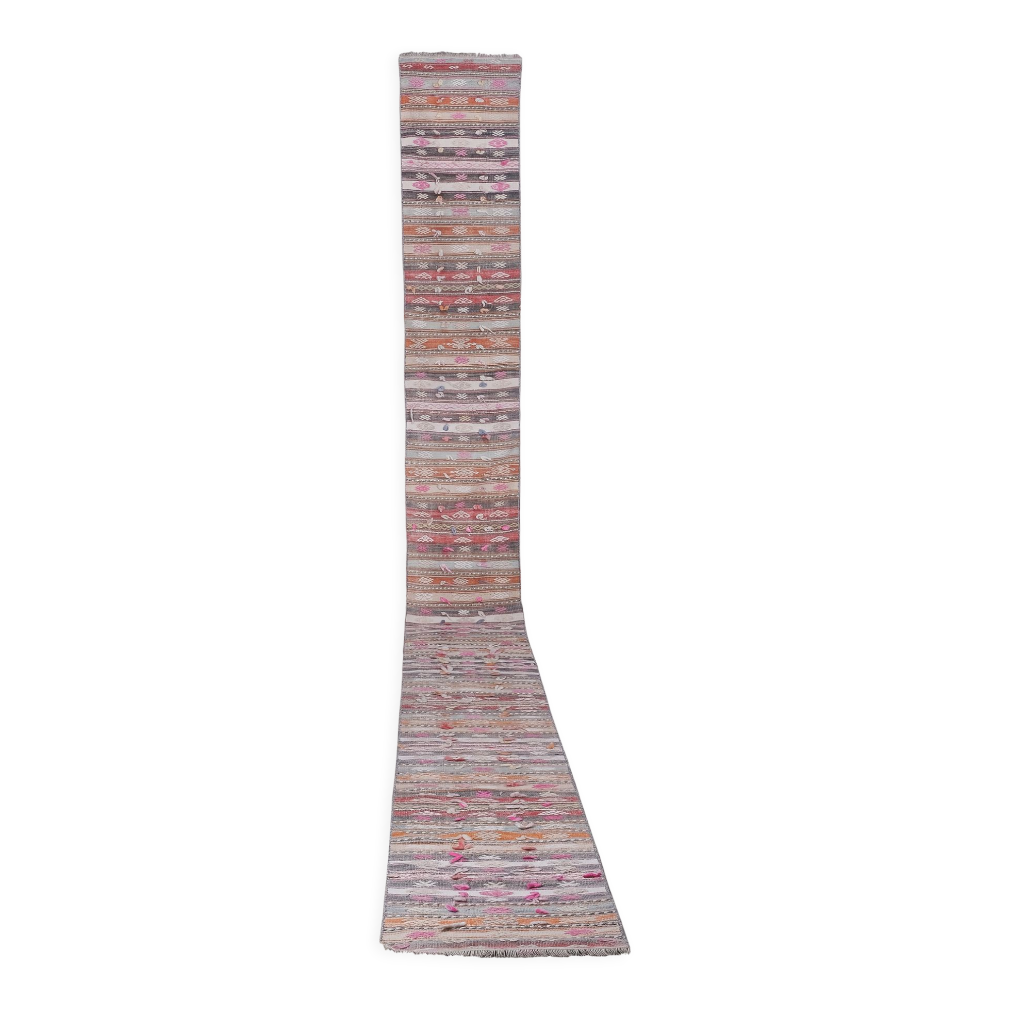 Vintage Turkish rug from Oushak, hand-woven 54x703 cm