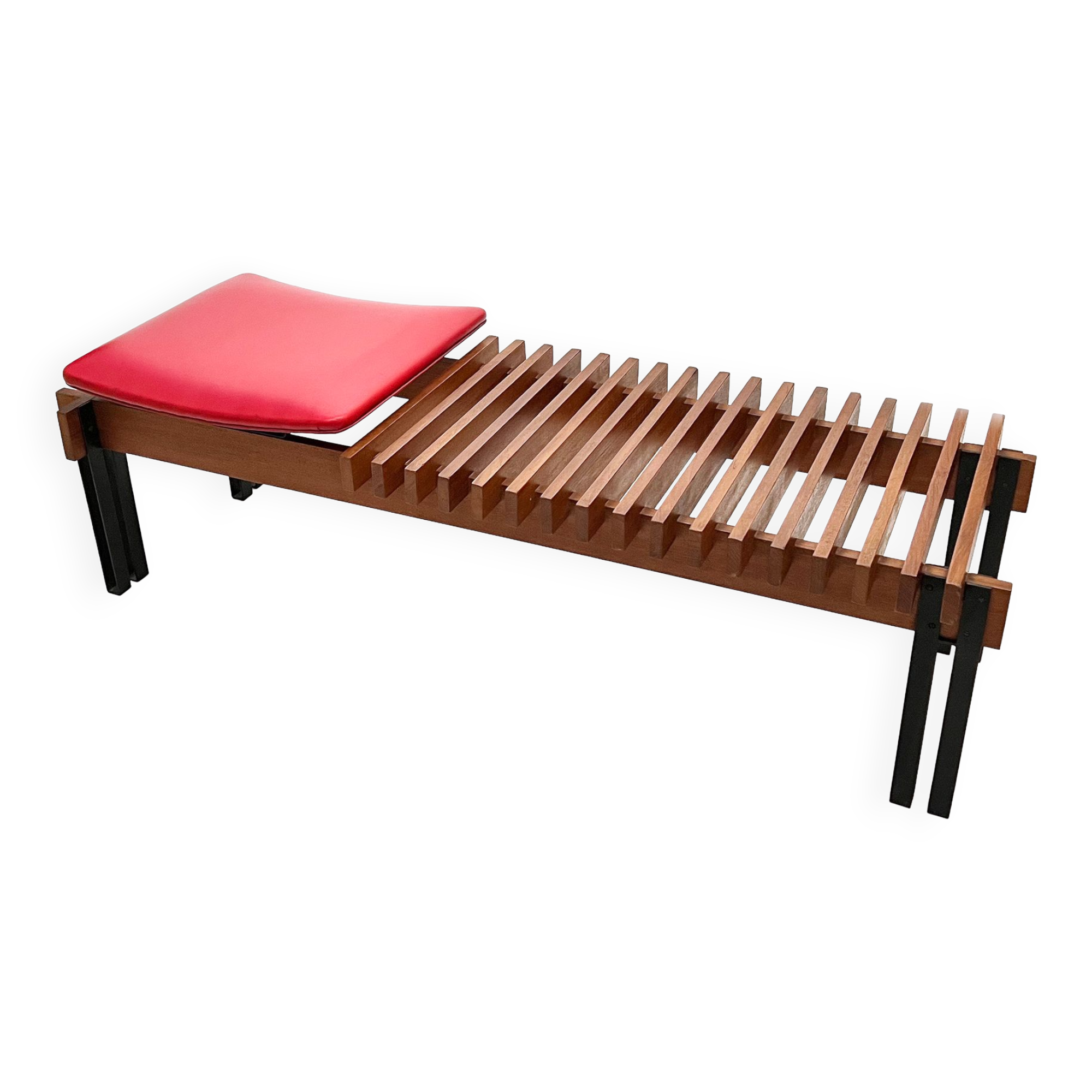 Teak bench designed by Inge and Luciano Rubino for APEC
