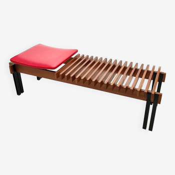 Teak bench designed by Inge and Luciano Rubino for APEC