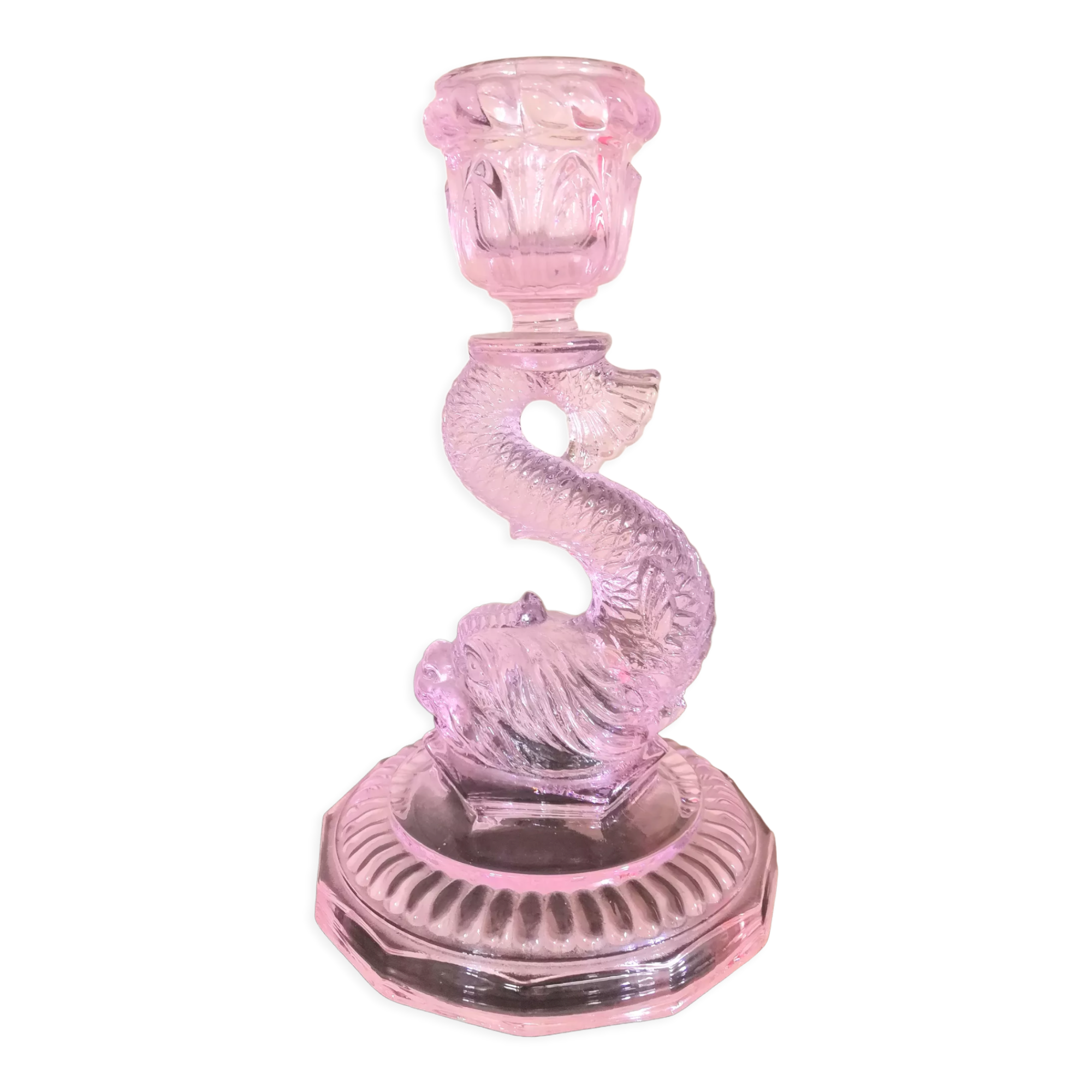 Fish pink glass vase koi design 70s