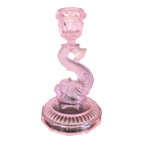 Vase en verre rose poisson koi design années 70