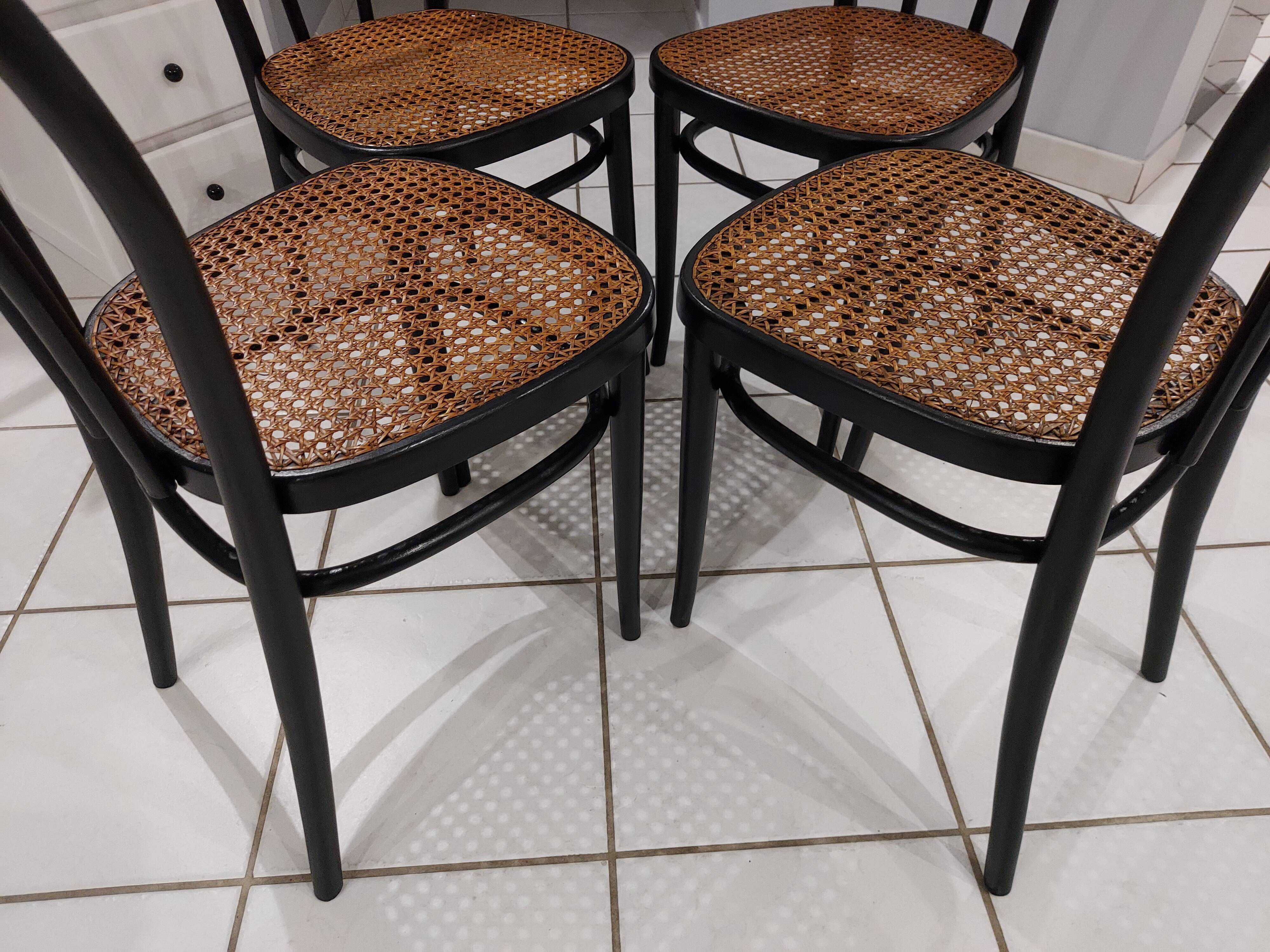 Suite of 4 Bistro chairs canned by ZPM for Thonet vintage 1950