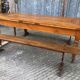 Antique farmhouse table in solid cherry wood with its 2 benches