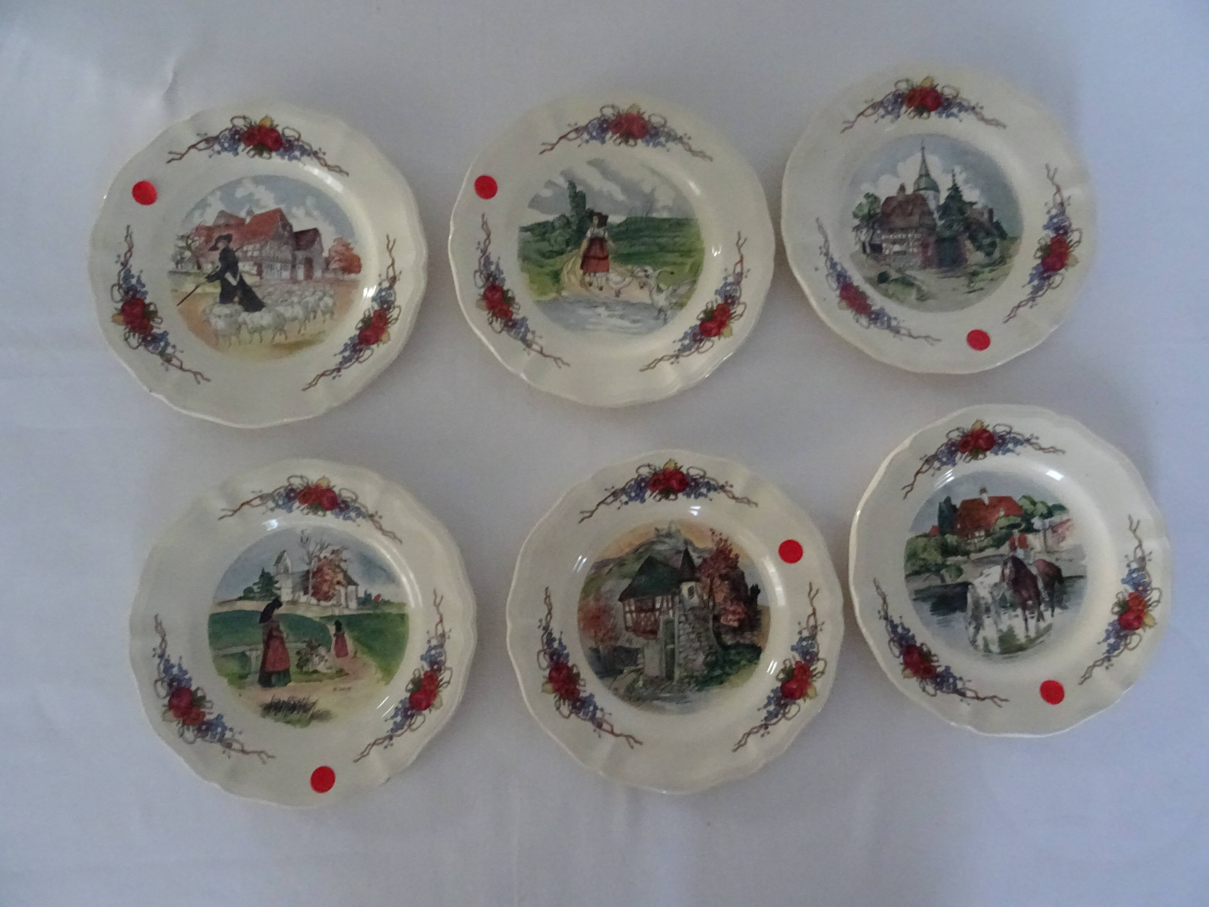 6 dessert plates LOUX Obernai 557112 sarreguemines