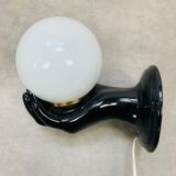 Black and opaline ceramic hand lamp