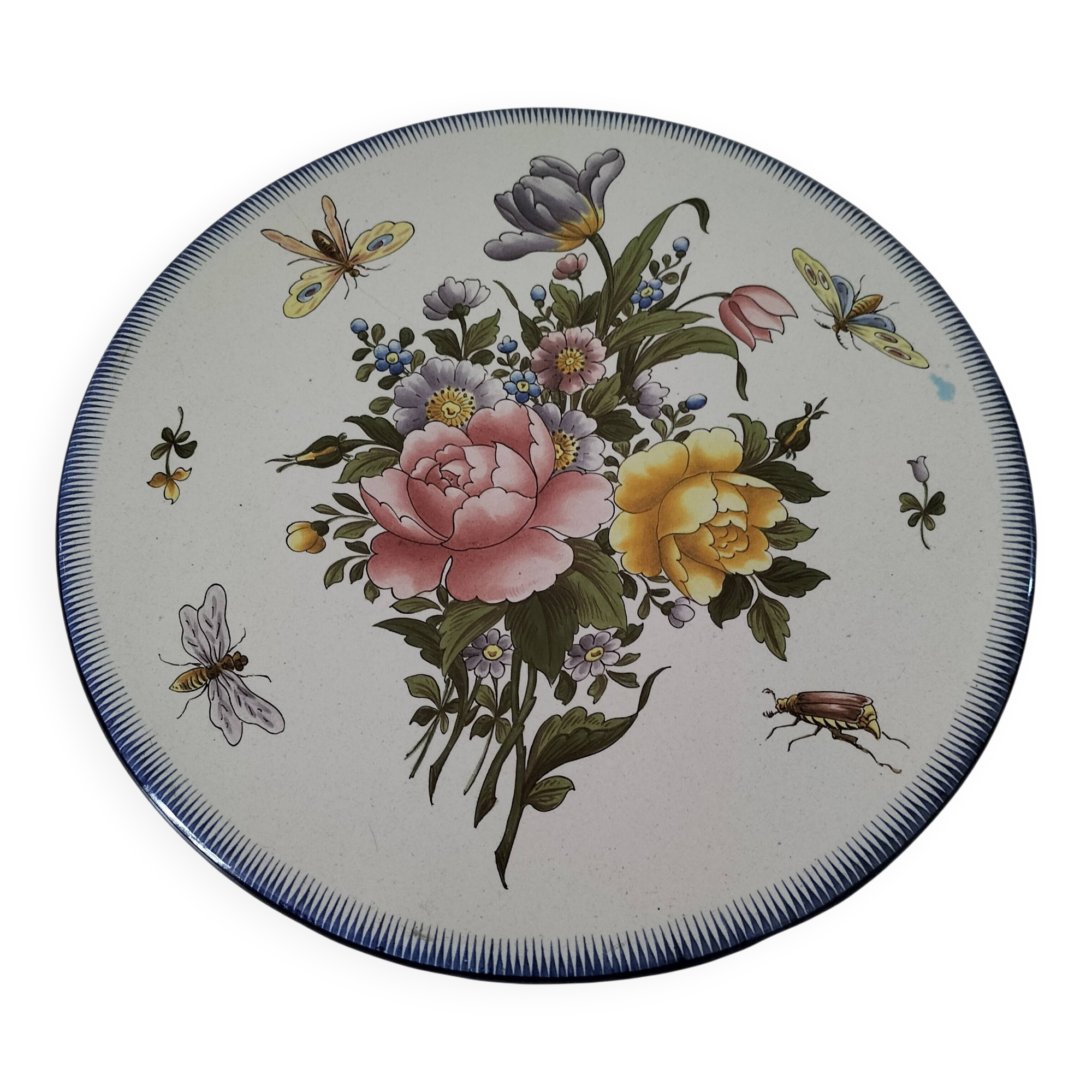 Decorative earthenware plate signed Charolles