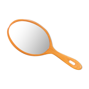 miroir à main en bois