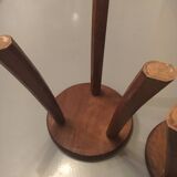 Set of 2 solid wood tripod stools
