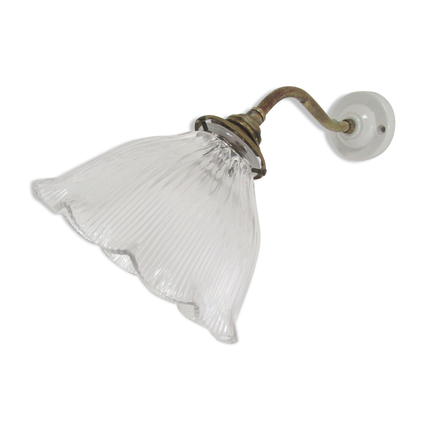 Holophane brass and porcelain glass