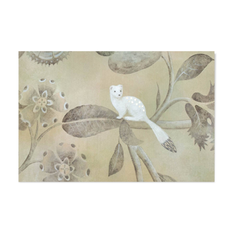 Painted canvas representing ermines. Contemporary Work.