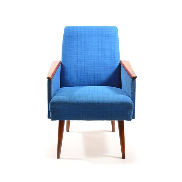 fauteuil en tissu bleu des années 1970 Allemagne