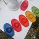 Set of 6 multicoloured vintage egg cups — Space Age pop design