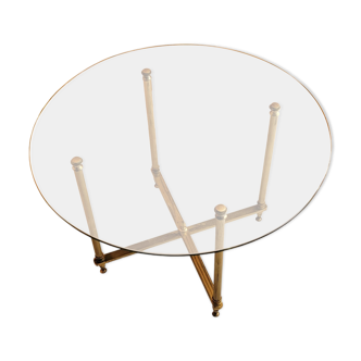 Glass and brass coffee table