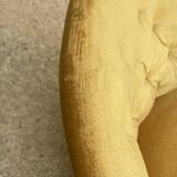 Pair of vintage toad armchairs in golden yellow velvet