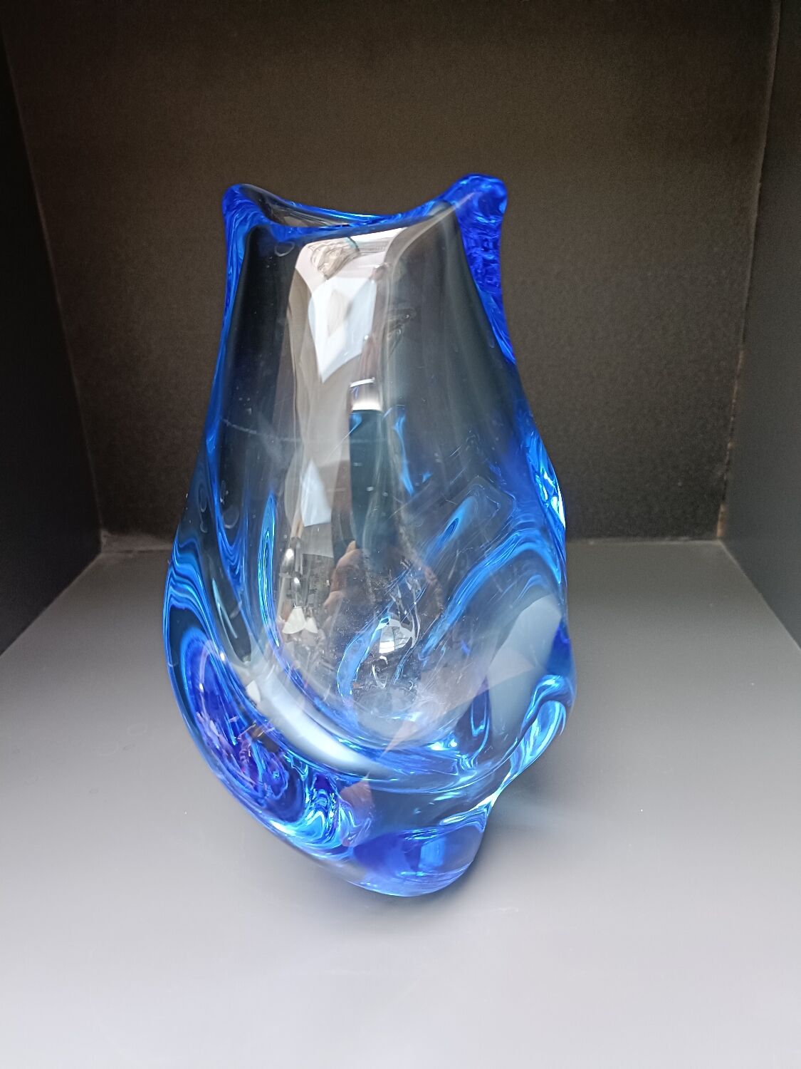 Blue crystal vase
