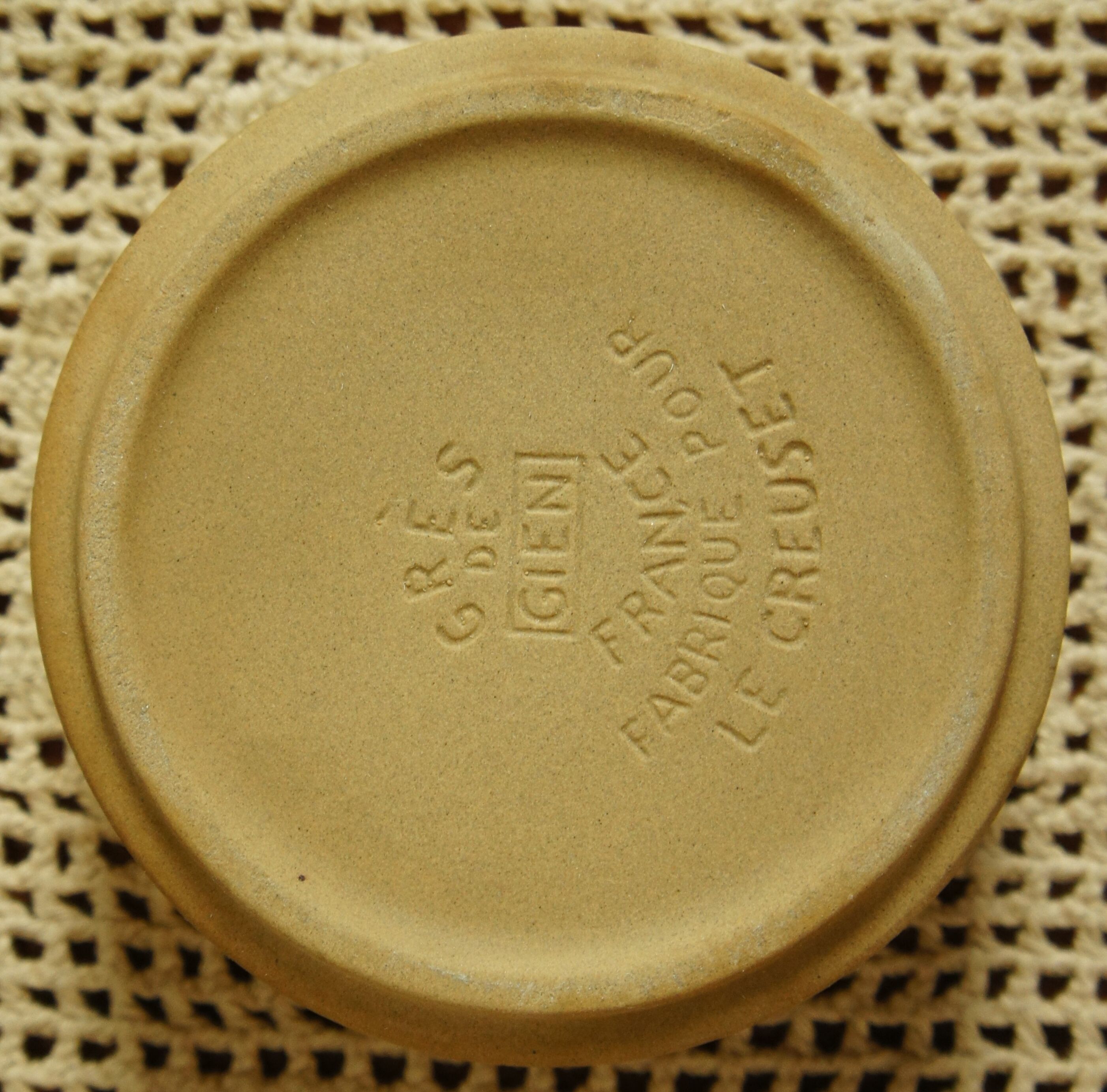 4 vintage gien sandstone cups for Le Creuset