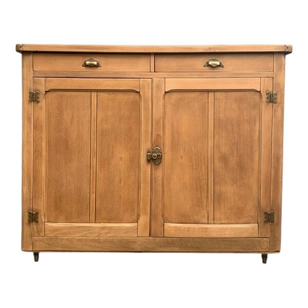 Grand buffet parisien billot et charnières papillons bois brut 1930