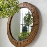 Round wicker mirror from the 50s
