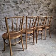 Set of 4 Fischel bentwood bistro chairs, Czechoslovakia, circa 1930–1950.