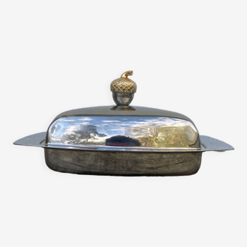 Silver metal glans butter dish