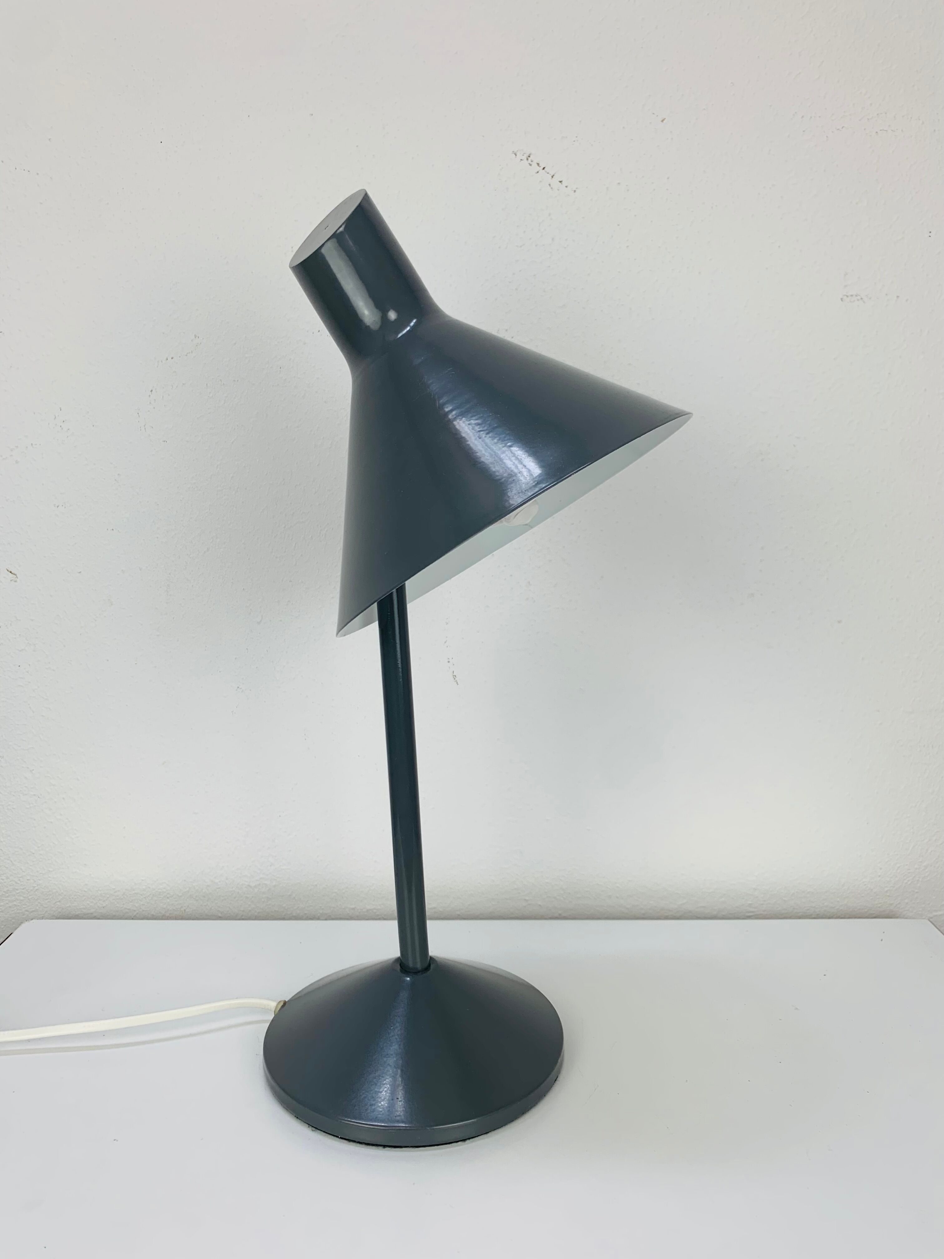Gray metal desk lamp from the 2000s