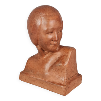 Gaston Hauchecorne bust of young woman terracotta artist's proof dated 1942 Signed 085