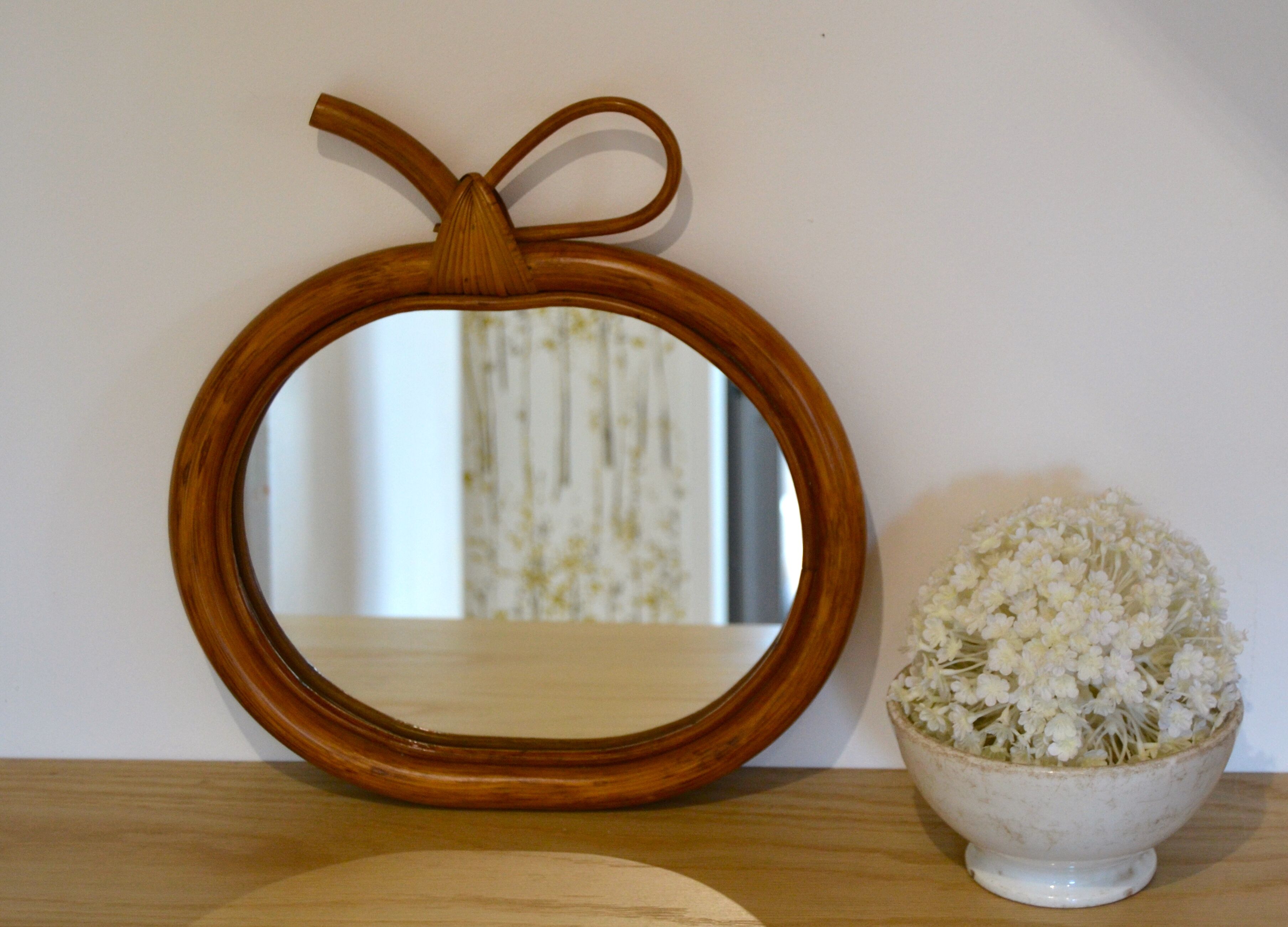 Mirror Apple rattan & bamboo
