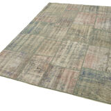 Handmade anatolian overdyed 176 cm x 243 cm grey patchwork rug