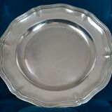 Christofle round silver metal dish with punches ø 33 cm