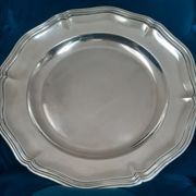 Christofle round silver metal dish with punches ø 33 cm