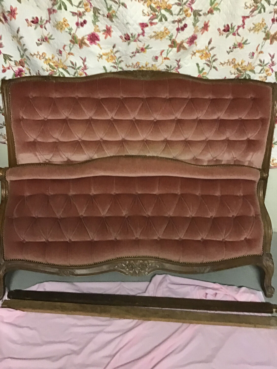 Upholstered double bed and 1 chair
