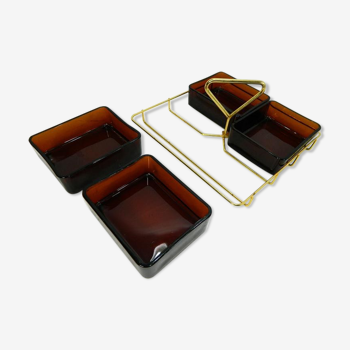 Glass and metal aperitif tray