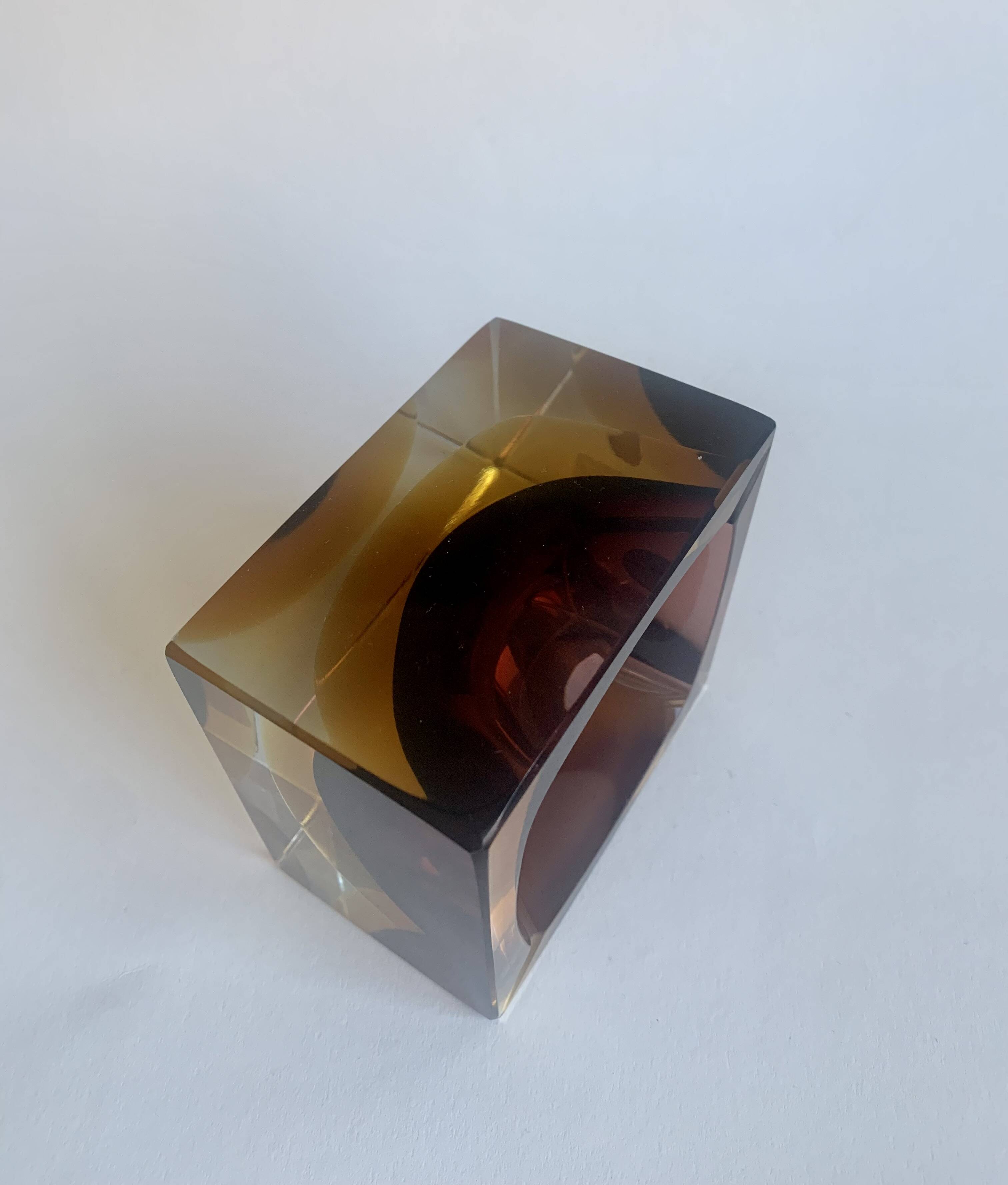 Sommerso Murano Glass Ashtray by Flavio Poli