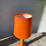 1980s orange turned wooden lamp