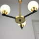 Vintage Italian Metal and Opaline Glass Chandelier