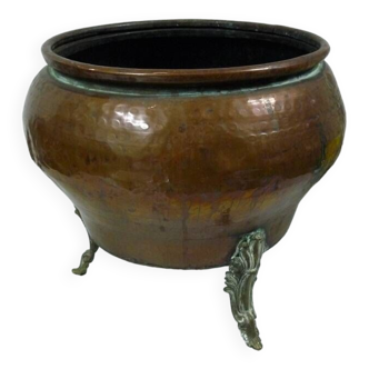 grand chaudron - jardinière - cache pot - cuivre