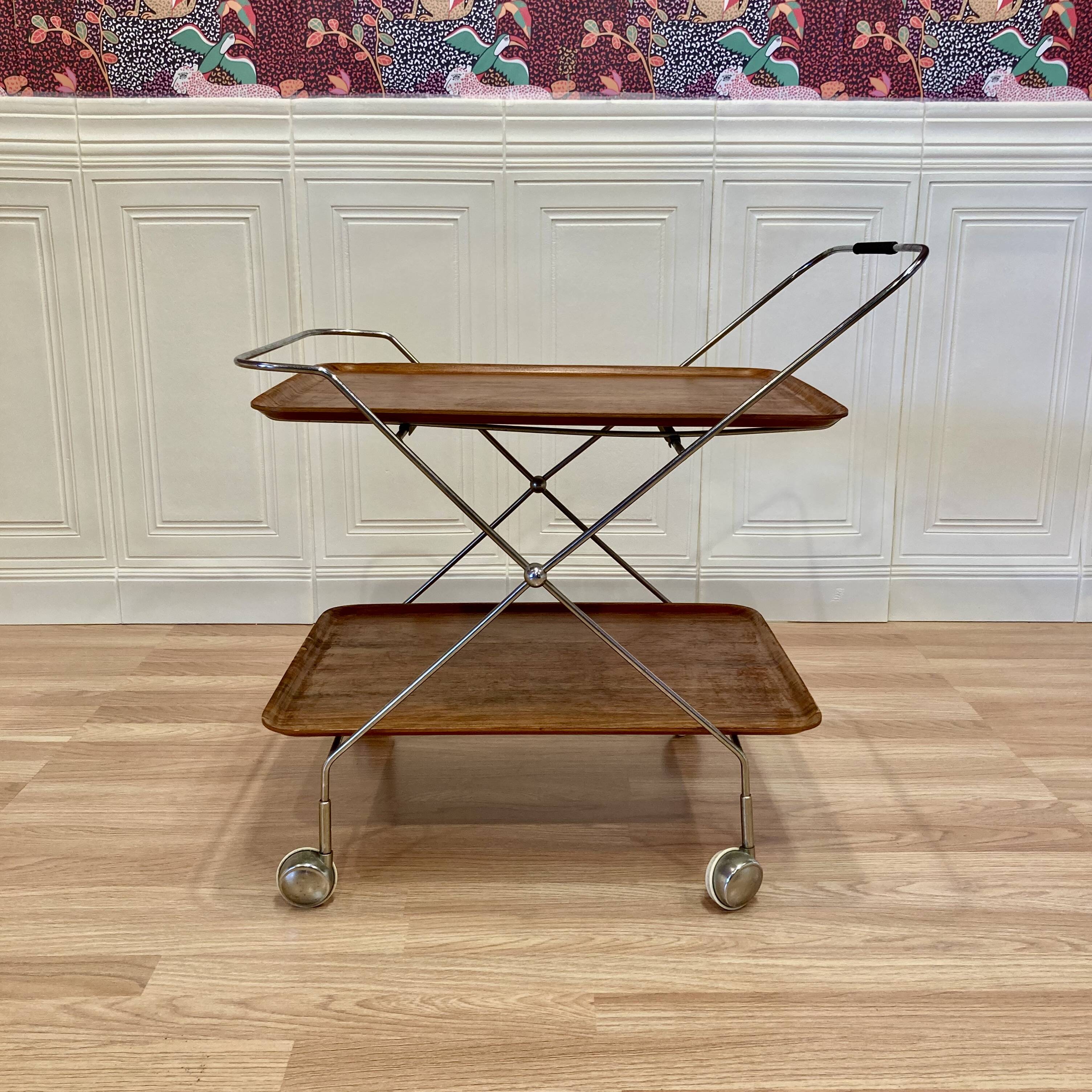 MODULAR SCANDINAVIAN DESSERT TROLLEY "PAUL NAGEL" 1950.