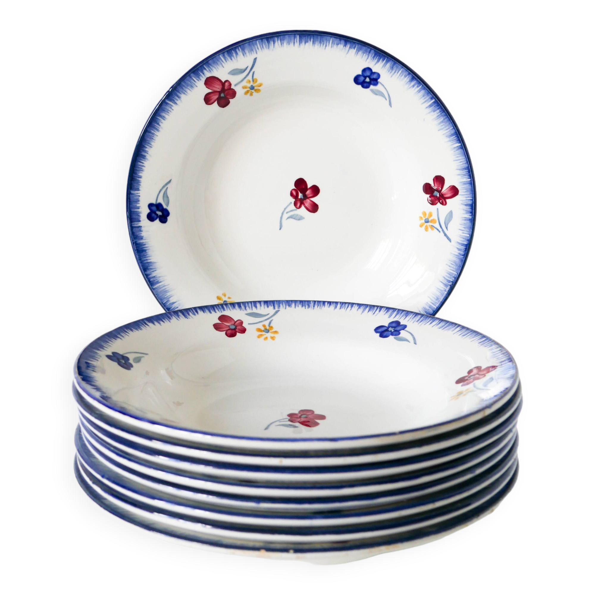 Set of 9 Digoin Sarreguemines soup plates, Mary-Lou model, 1940