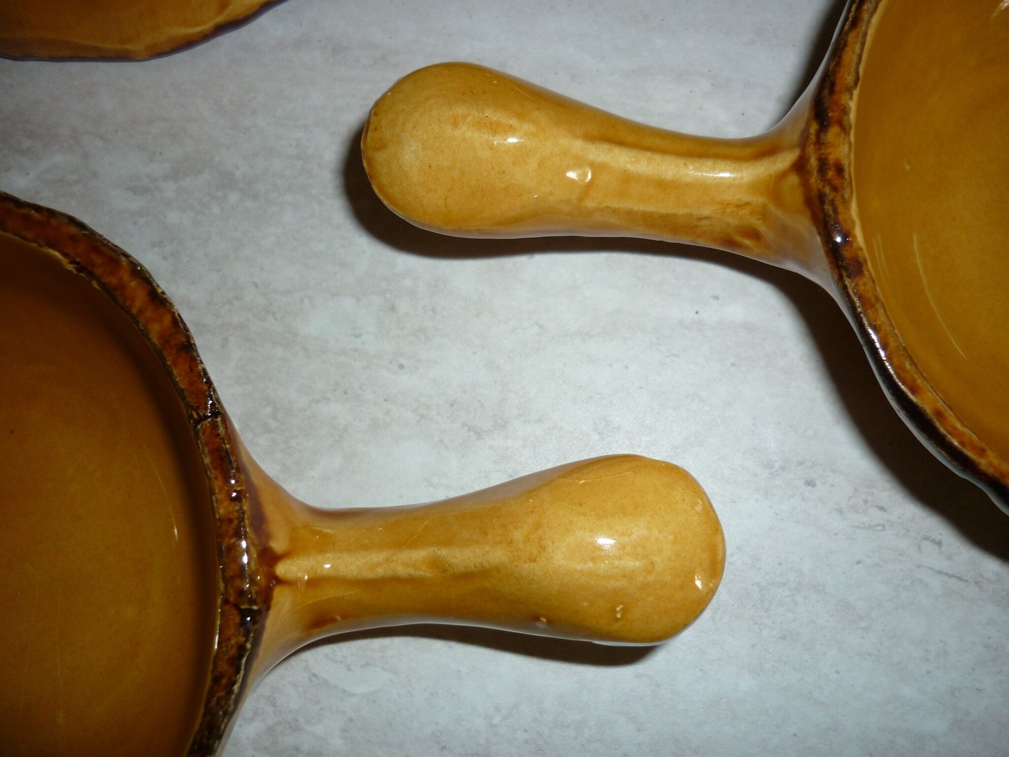Lot de 4 poêlons valflam vintage en terre cuite