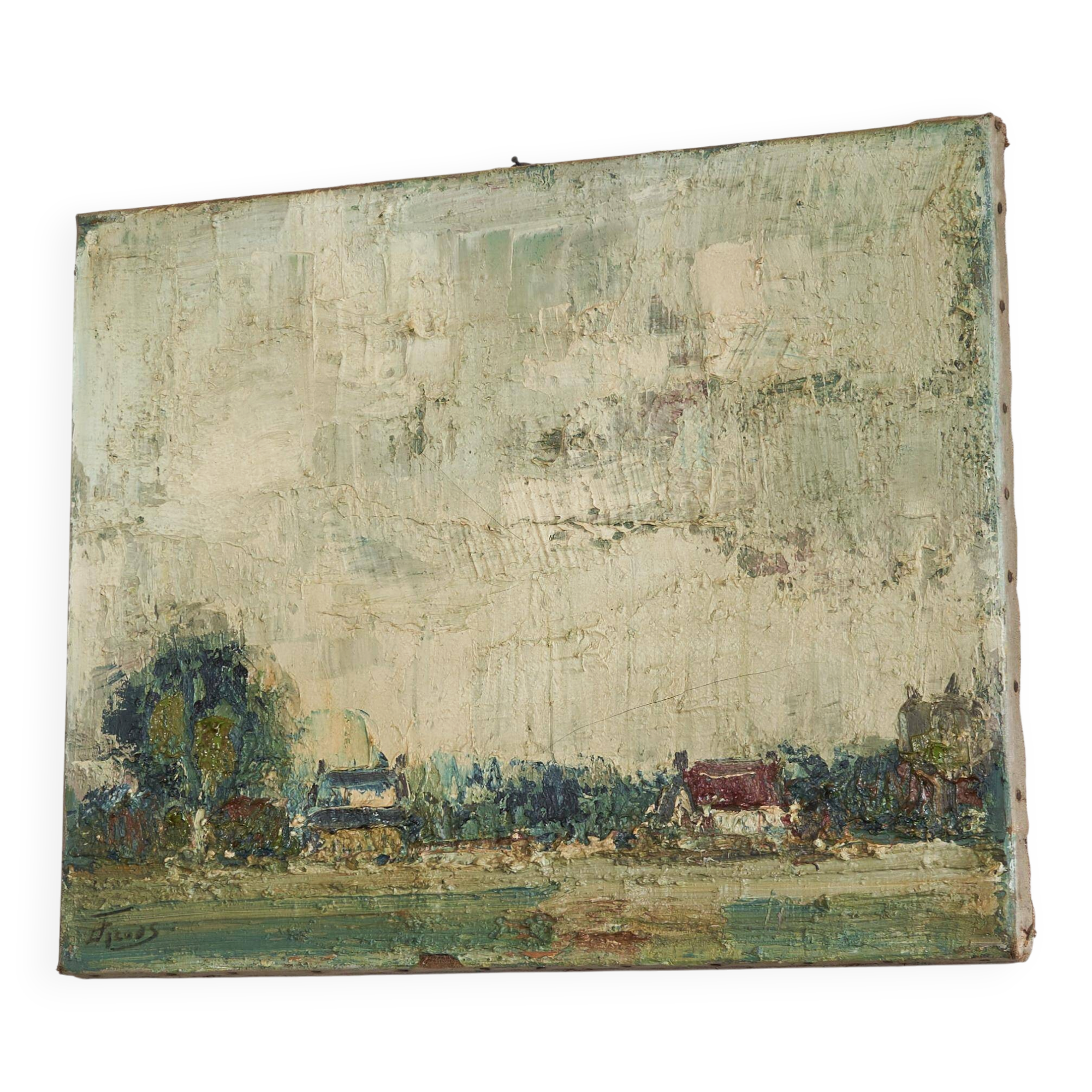Paysage néerlandais huile sur toile 1940