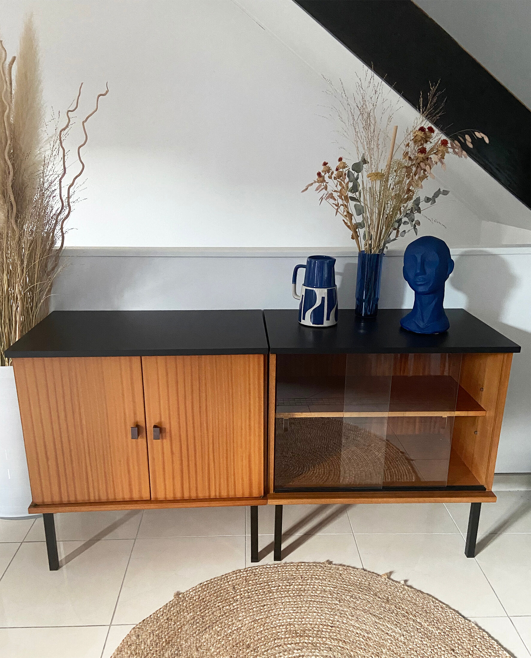 Vintage Scandinavian style enfilade composed of 2 elements