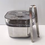 Postmodern Glass and Steel Ice Bucket / Bowl by Roberto Sambonet, Italy