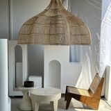 Coffee table, quadripod coffee table in solid monoxyl wood, white color D: 62.5cm