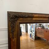 Large antique gilded wood mirror, 108cm x 118cm