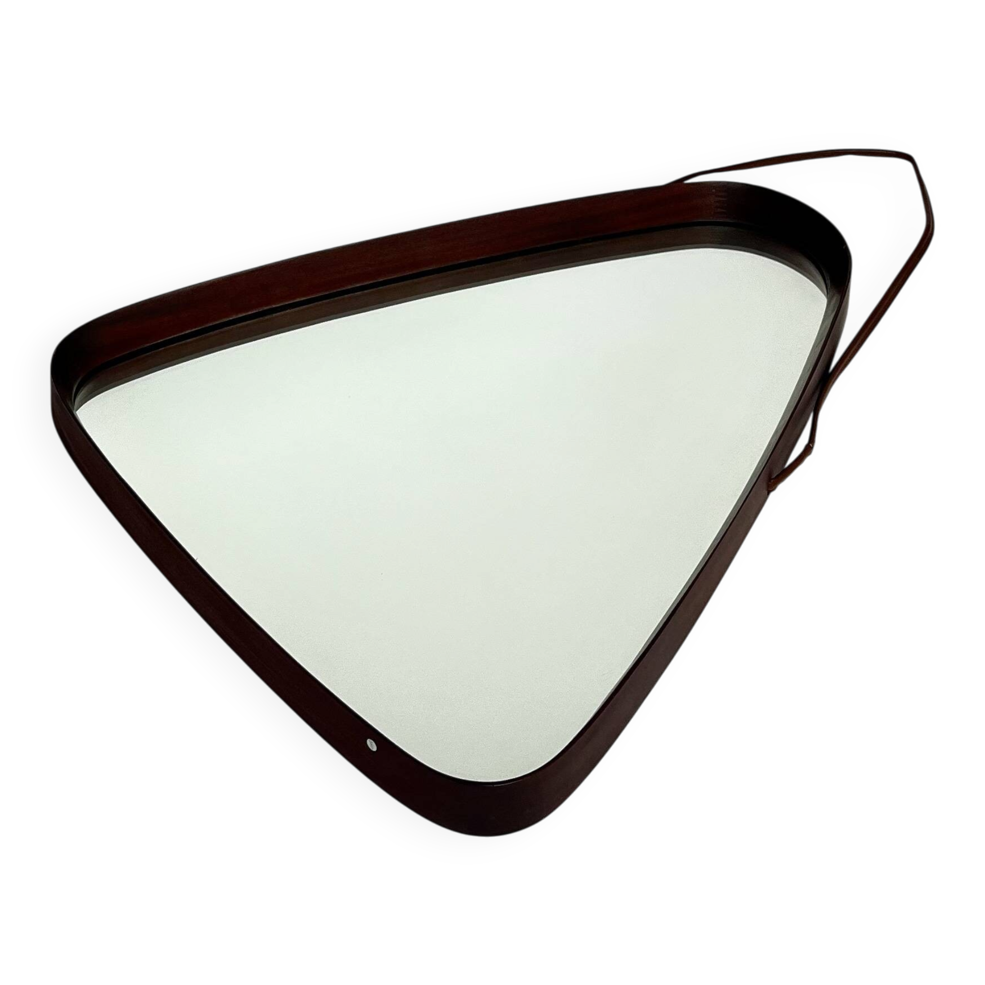 Miroir triangulaire en teck, Danemark, années 70