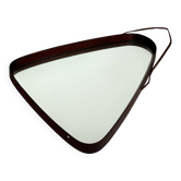 Vintage Mid-Century Modern Triangular Teak Wall Mirror, Denmark, 70s