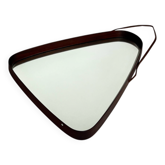 Miroir triangulaire en teck, Danemark, années 70